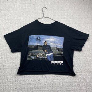 90s Style Ice Cube Graphic Crop Top T-Shirt Wom Sz M Black Distressed Hip Hop